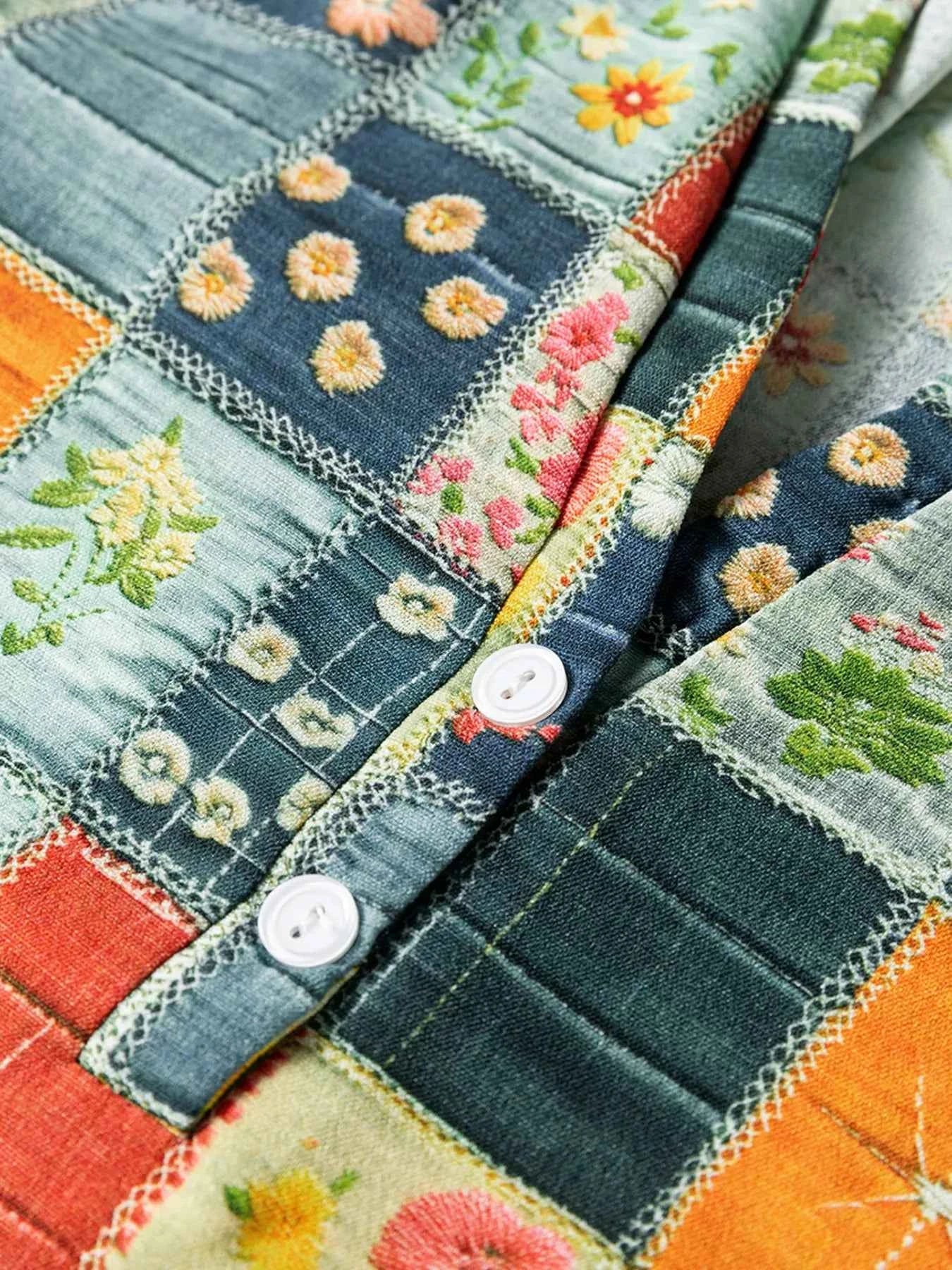 Floral Half Placket Notched Blouse 50aa806ee2794943bd00680ac7b5dcb2-Max-Origin
