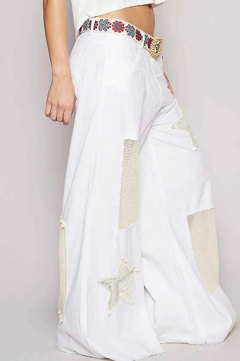 POL Raw Hem Star Patch Wide Leg Pants 50aae35d-c879-4b27-878c-e9727dcca952-Max-Origin