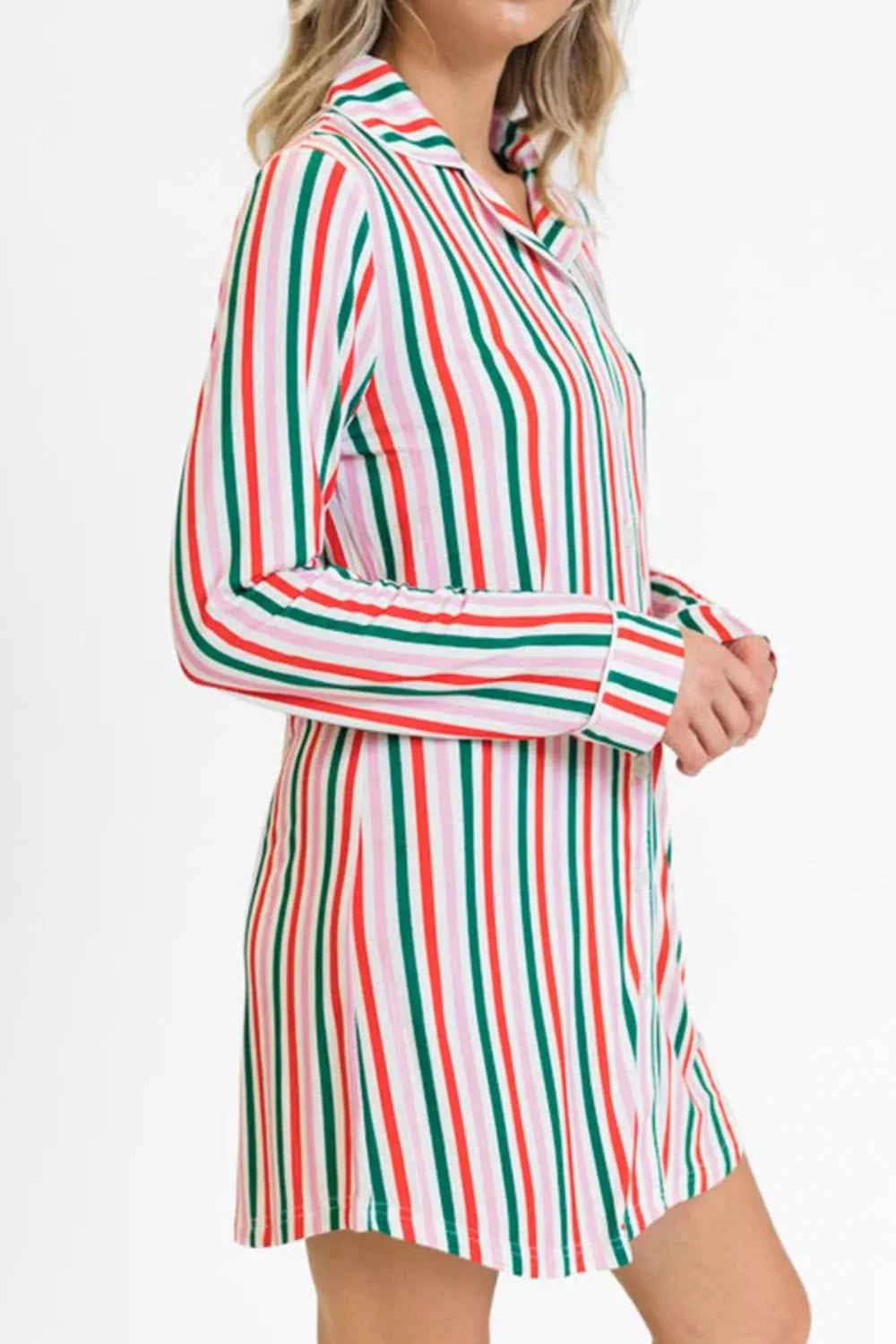 Striped Button Front Long Sleeve Shirt Dress 50abe960-1fbb-4345-a9e7-d9d6907048a5-Max-Origin