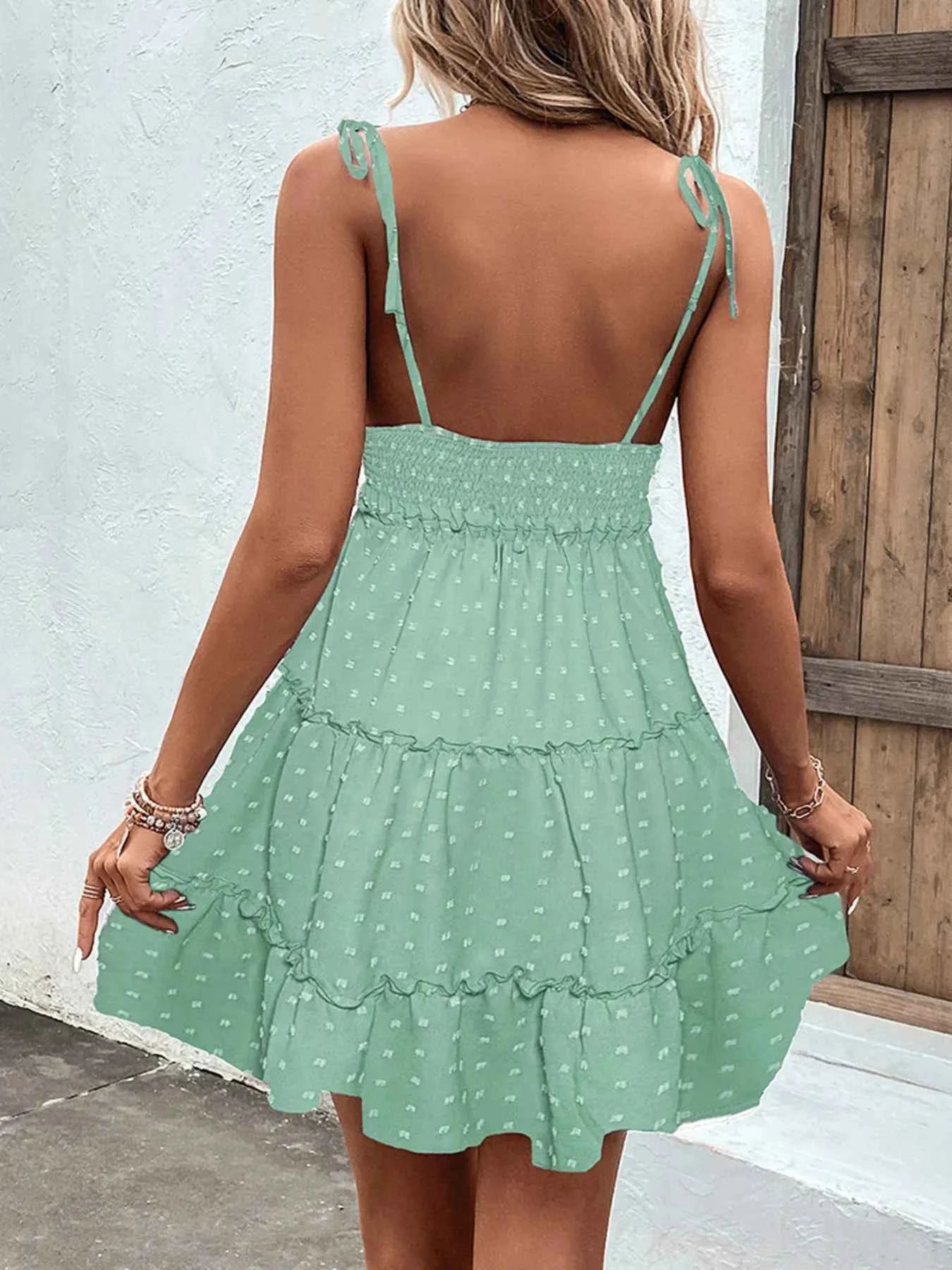 Frill Tiered Swiss Dot Cami Dress 50acd94313074d41b5ebbb2a7af180e8-Max-Origin