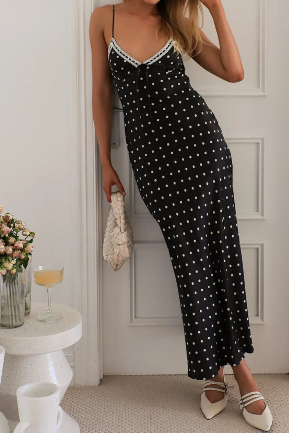 Polka Dot Square Neck Midi Cami Dress 50b54314-b6f7-4259-ac96-d2fd002cd3b5-Max-Origin