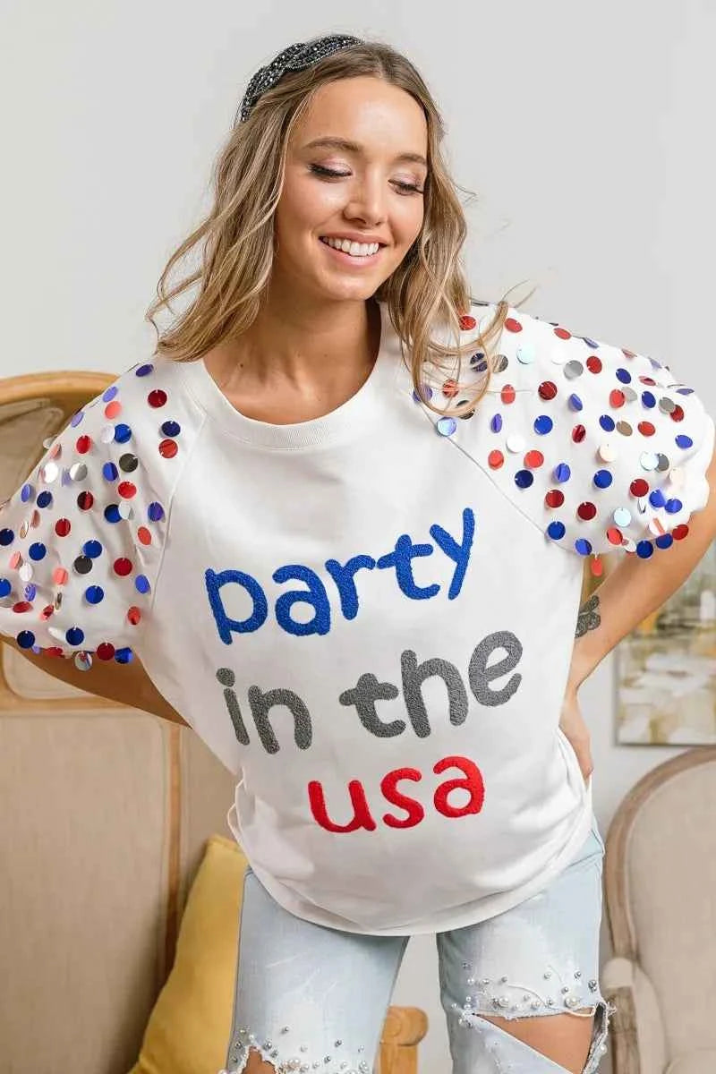 BiBi Party In The Usa Spangle Puff Sleeves Top 50b6263022814fad9f2244e664890992-Max-Origin