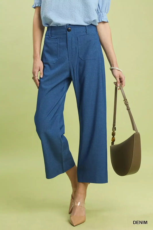 Umgee Denim Wide Leg Crop Pants with Front Pockets DENIM 50dd883d-5d31-4dbe-88bb-549e385ddfcd-Max-Origin