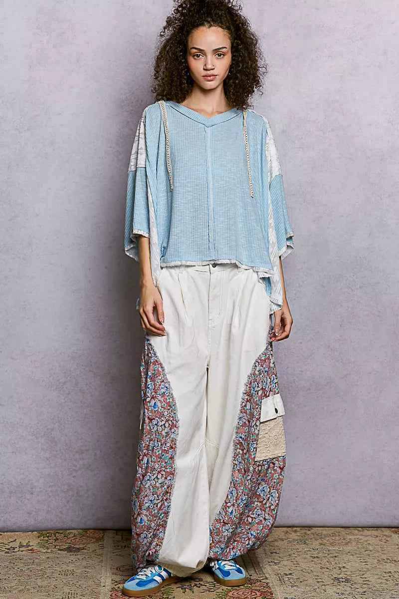 POL Short Sleeve Hoodie Top with Lace Detail 50de28fc-277b-4e0a-b35d-c687eb36235b-Max-Origin