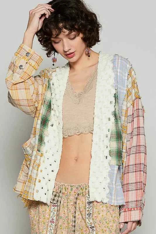 POL Raw Edge Plaid Open Front Cardigan 50e0abbb-7340-478a-bb11-3cc361973ad1-Max