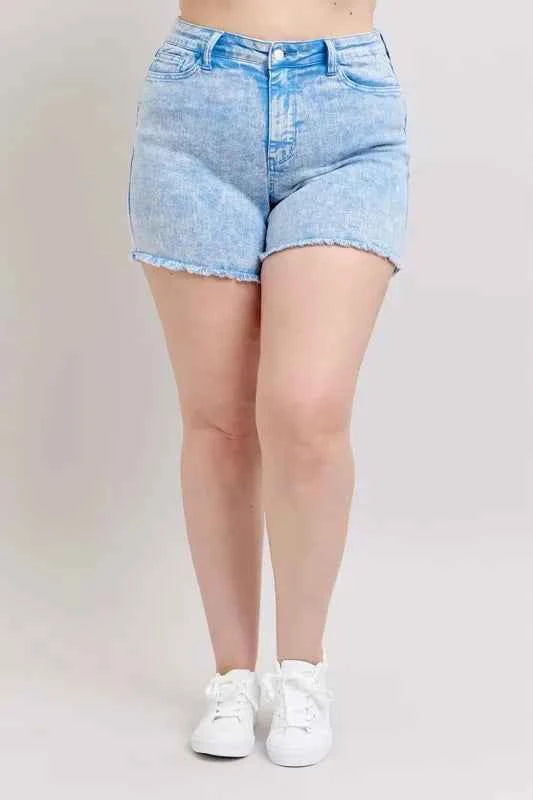Judy Blue Plus Size Mid Rise Garment Dyed Denim Shorts 50eaa3d8-4970-40e0-8834-aec8447dbda2-Max-Origin