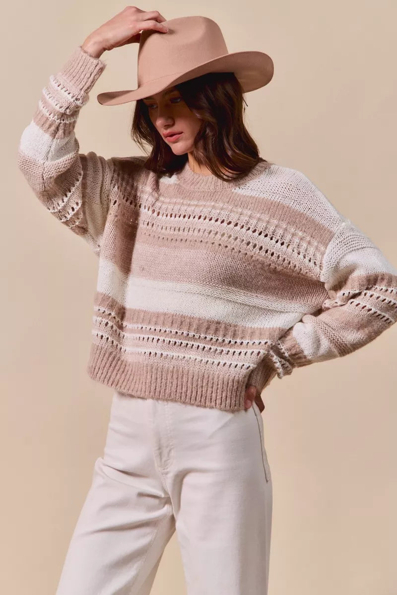 SO ME Variegated Stripe Textured Loose Fit Sweater 50ee1632924d4b8b891eb6bdeac906ac-Max-Origin