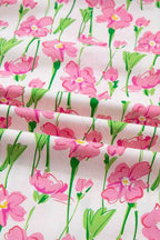 Floral Contrast V-Neck Ruffle Short Sleeve Blouse 50f98c27-7205-420a-b522-c361a1dcfdd1