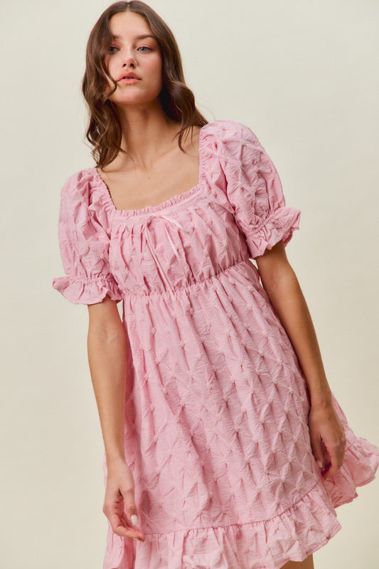 Texture Woven Ruching On Bust Mini Dress 50fc8def7dcd4bbfb231123fec9e3430-Max