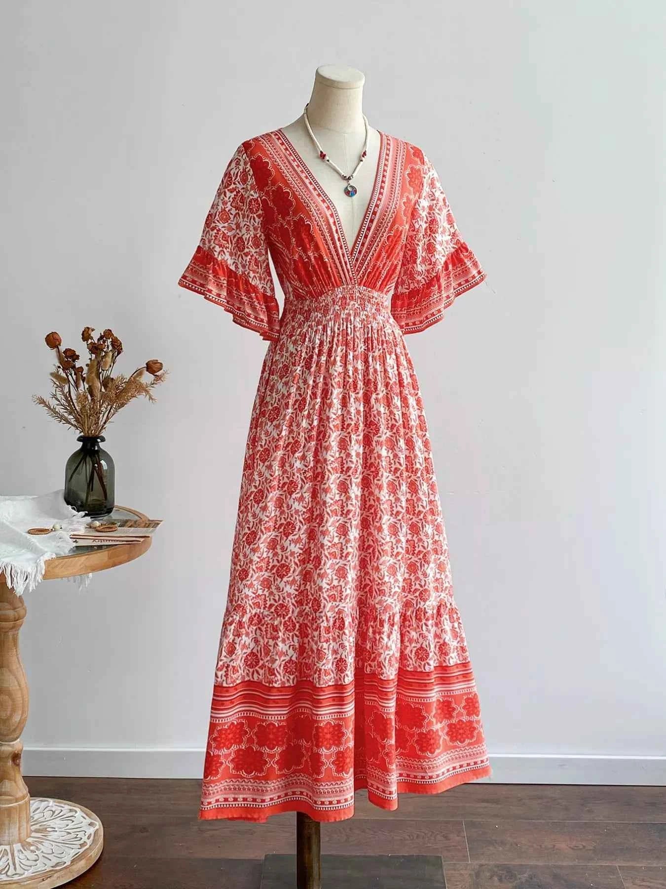 Floral Deep V-Neck Dress 51167e9e-88ac-4dac-8abc-19b18729d8d4-Max-Origin