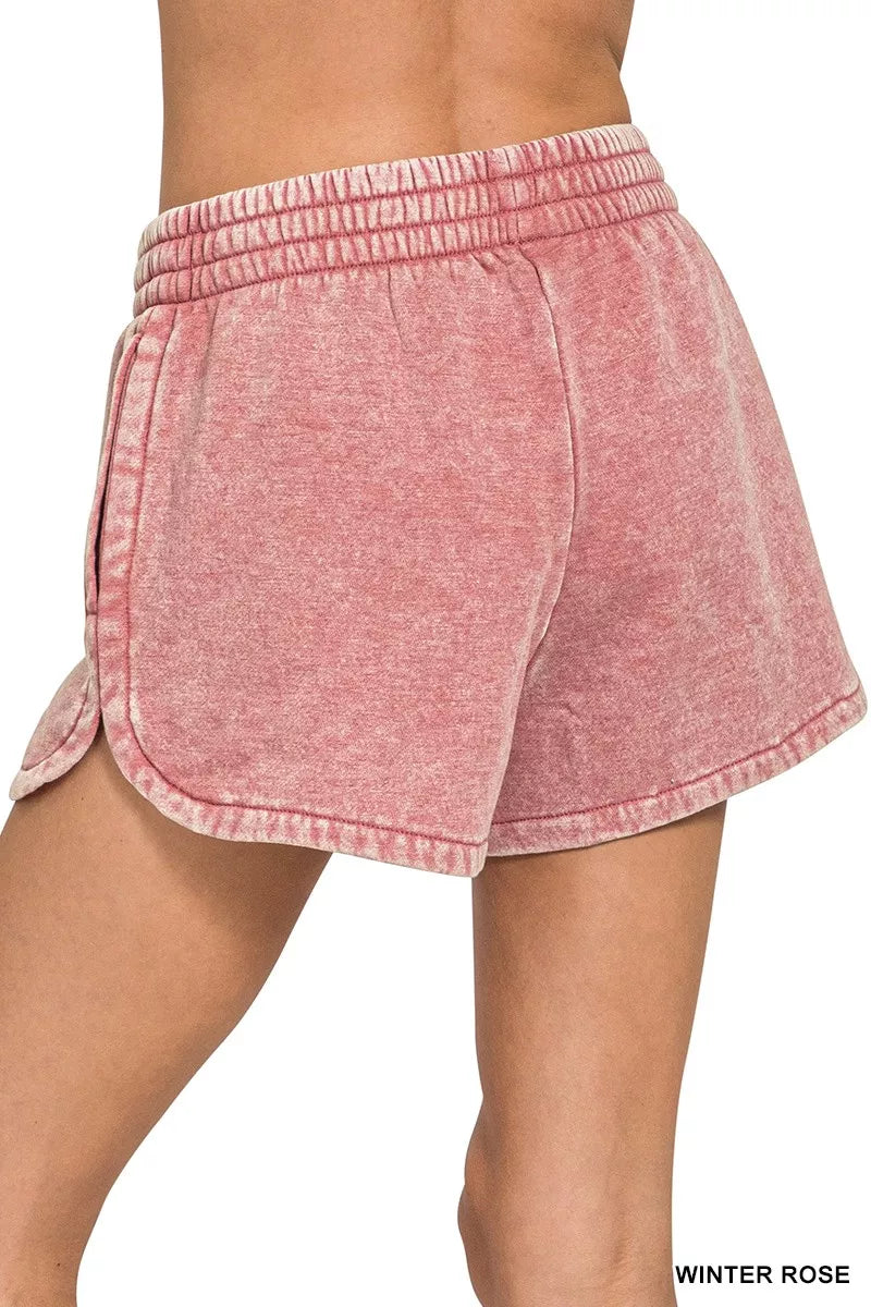 Acid Washed Elastic Waistband Dolphin Shorts 5119958a0e0c4de794db26cf4a75fa12-Max-Origin