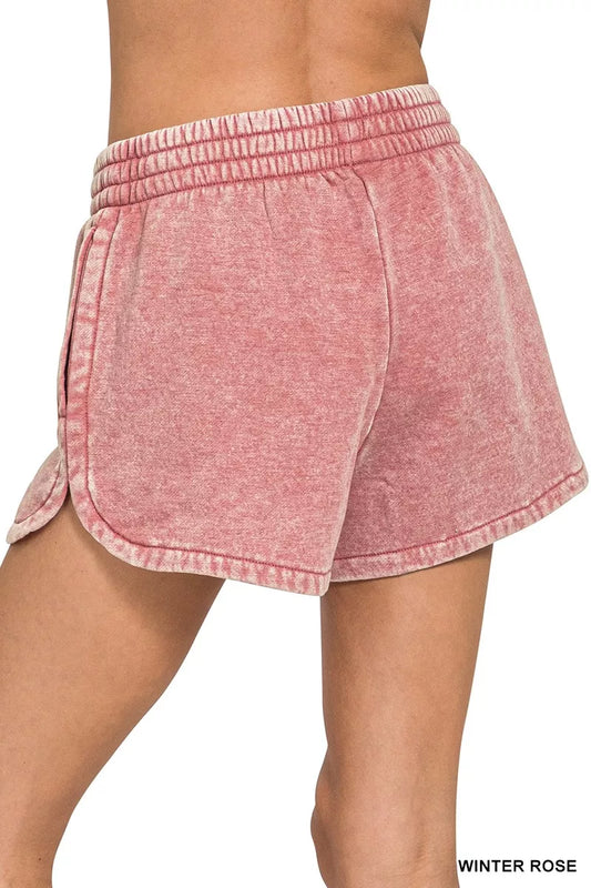 Acid Washed Elastic Waistband Dolphin Shorts 5119958a0e0c4de794db26cf4a75fa12-Max-Origin