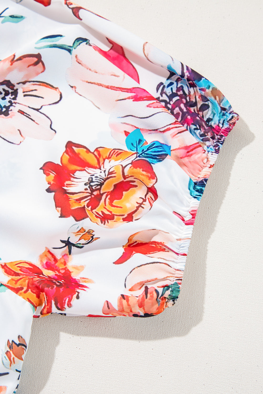 White Floral Square Neck Puff Sleeve Flowy Plus Size Midi Dress 5122dee901cb5bff