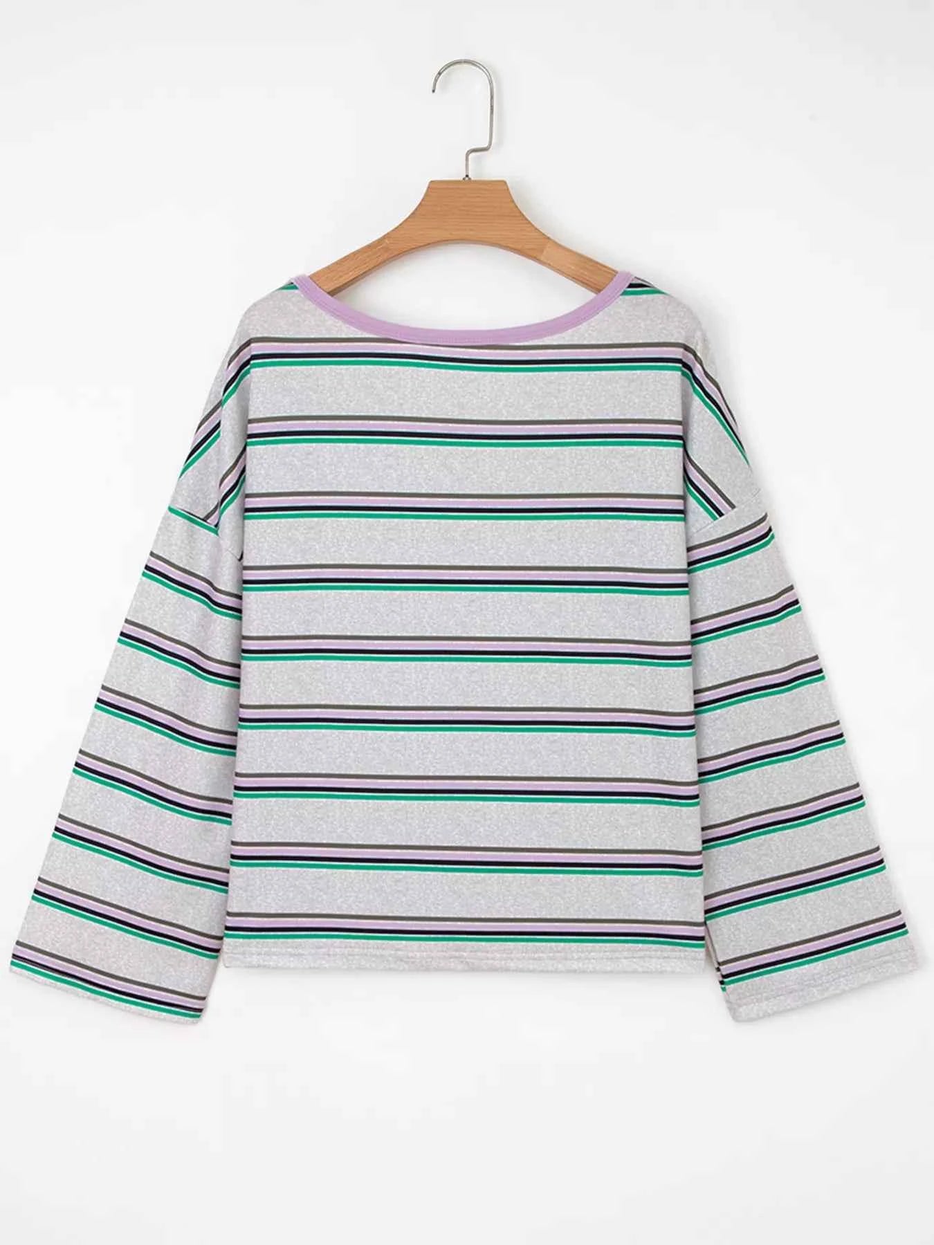Stripe Oversize Drop Shoulder Long Sleeve Casual Top 512741210ecc4ce4961fb36469eb1331-Max-Origin