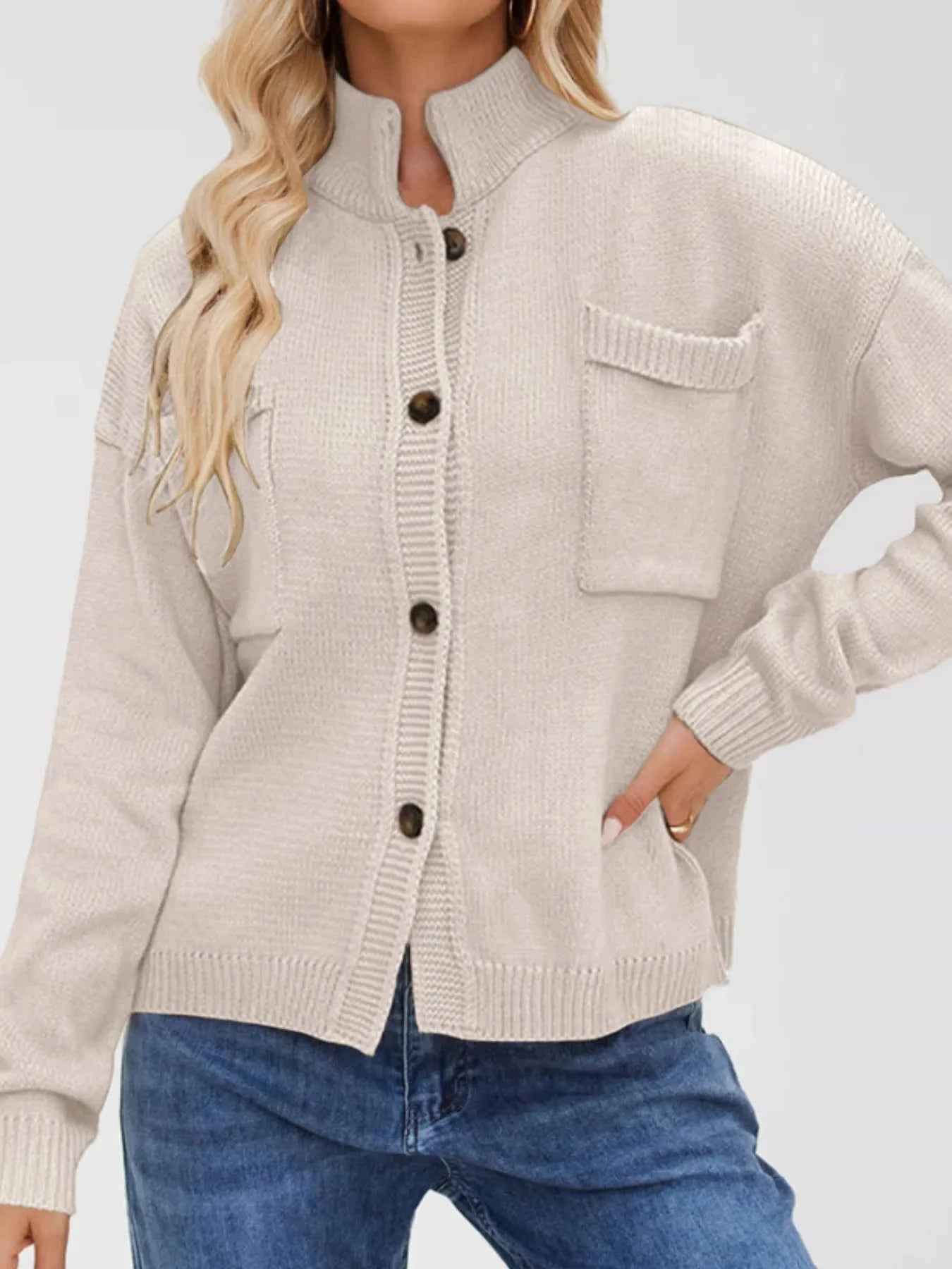 Ribbed Hem Button Up Cardigan 512b2703-b425-44be-a460-b480bf088a03-Max-Origin