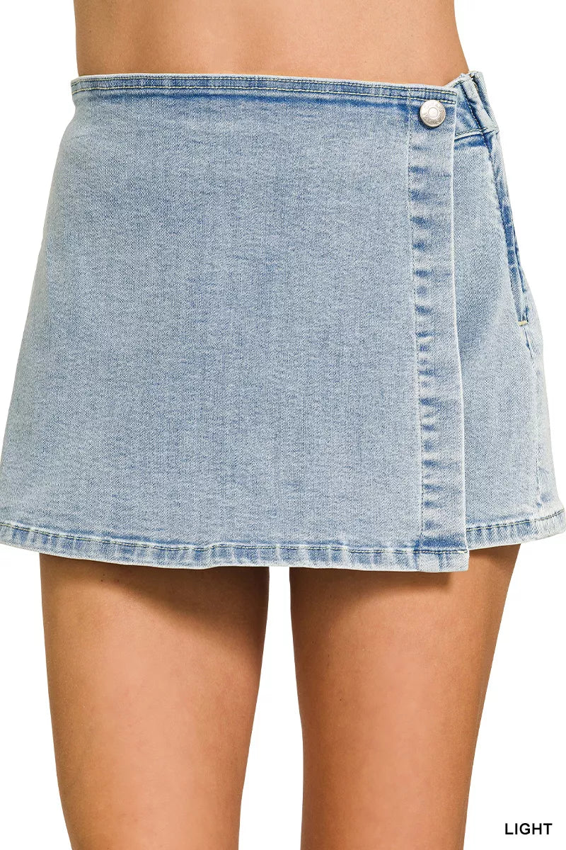 Wrap Front Denim Skort LIGHT 51393e9e-e0a2-4862-b26b-4a5fe2c590b4-Max-Origin