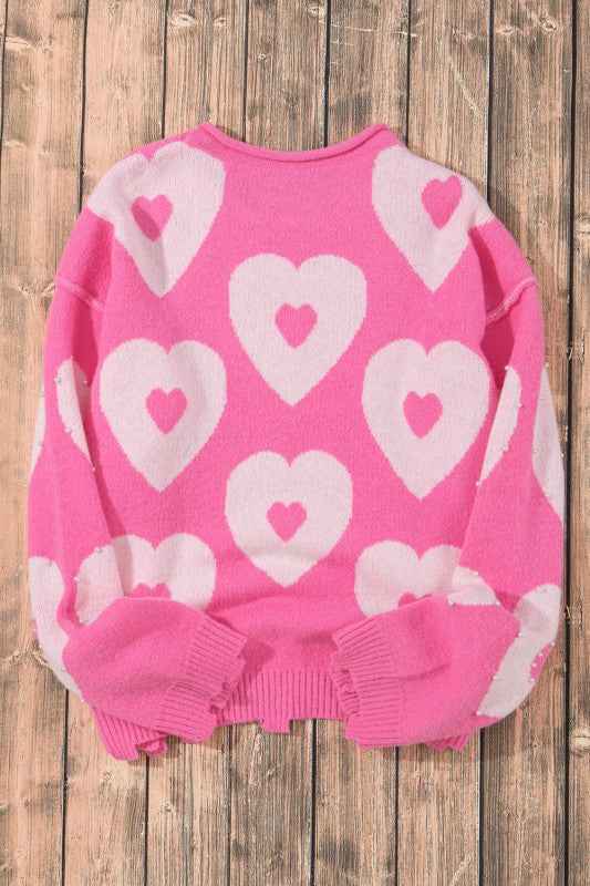 Valentine Heart and Floral Pearl Beaded Sweater 514612ad-a3a6-49c4-b592-13c55cc4cf9e