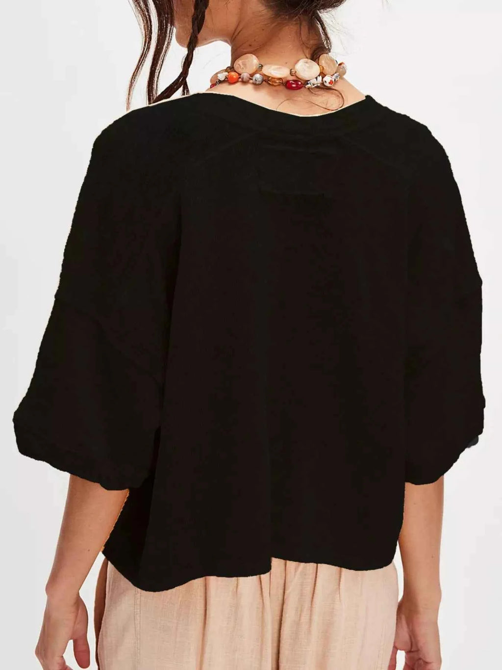 Button-Front Half Sleeve Cardigan 5163223f-780e-459e-846f-b465905e49d4-Max-Origin