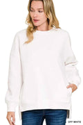 Zenana Fleece Hi-low Boyfriend Sweatshirts with Pockets OFF WHITE 51646173be474b4c86413949168740e7-Max-Origin