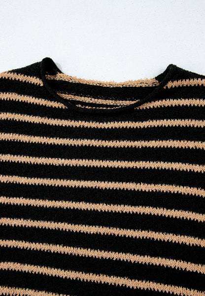 Stripe Drop Shoulder Round Neck Sweater