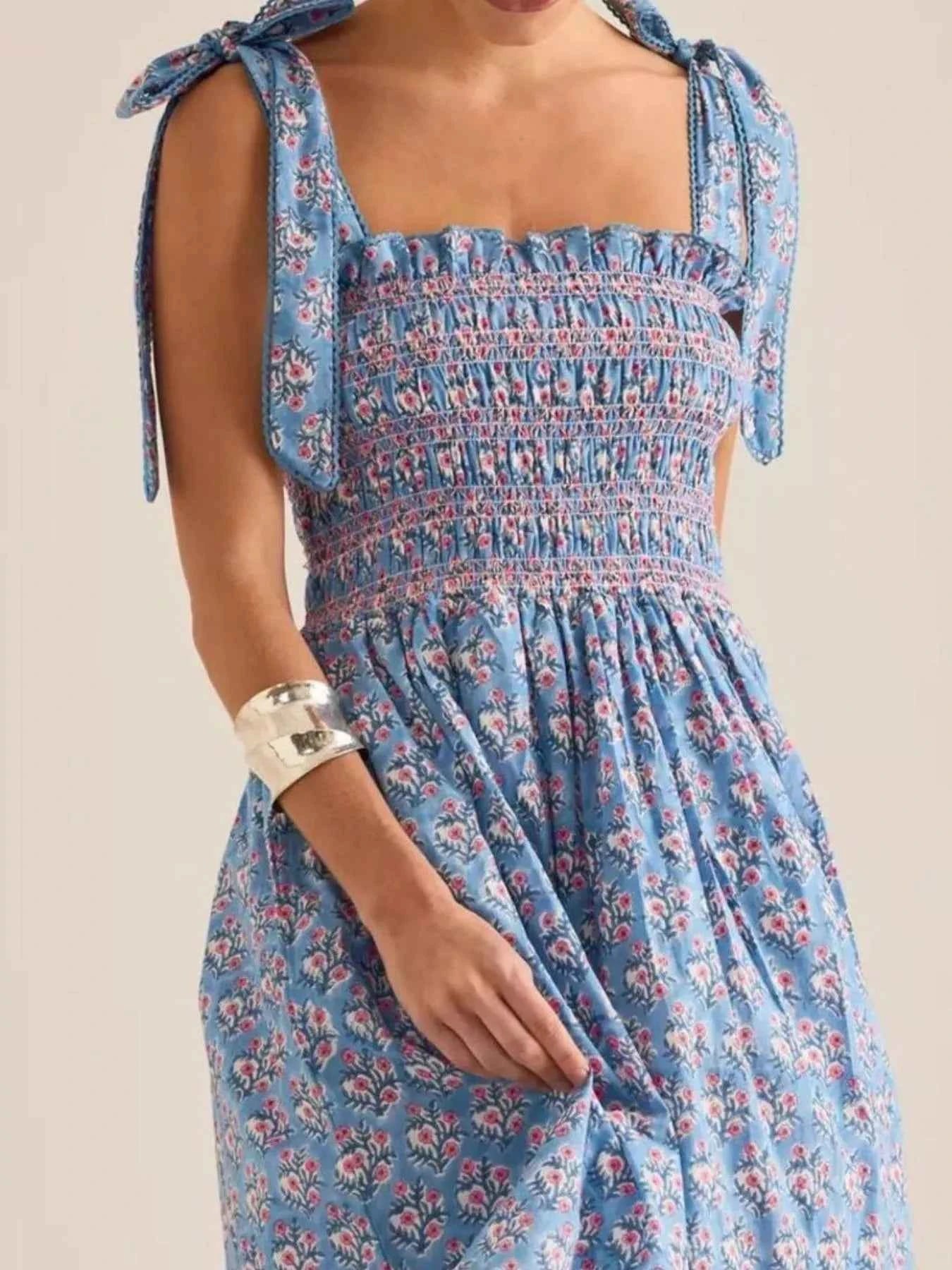 Floral Smocked Tie-Shoulder Midi Dress 517cc51a-f735-431a-b1a7-8bca47688fb7-Max-Origin