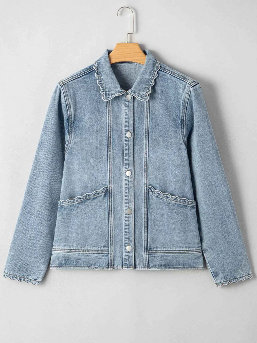 Scallop Trim Collar Patched Pocket Button Up Denim Jacket 5182d16eff004a2eaa96213a0a83f6f8-Max-Origin