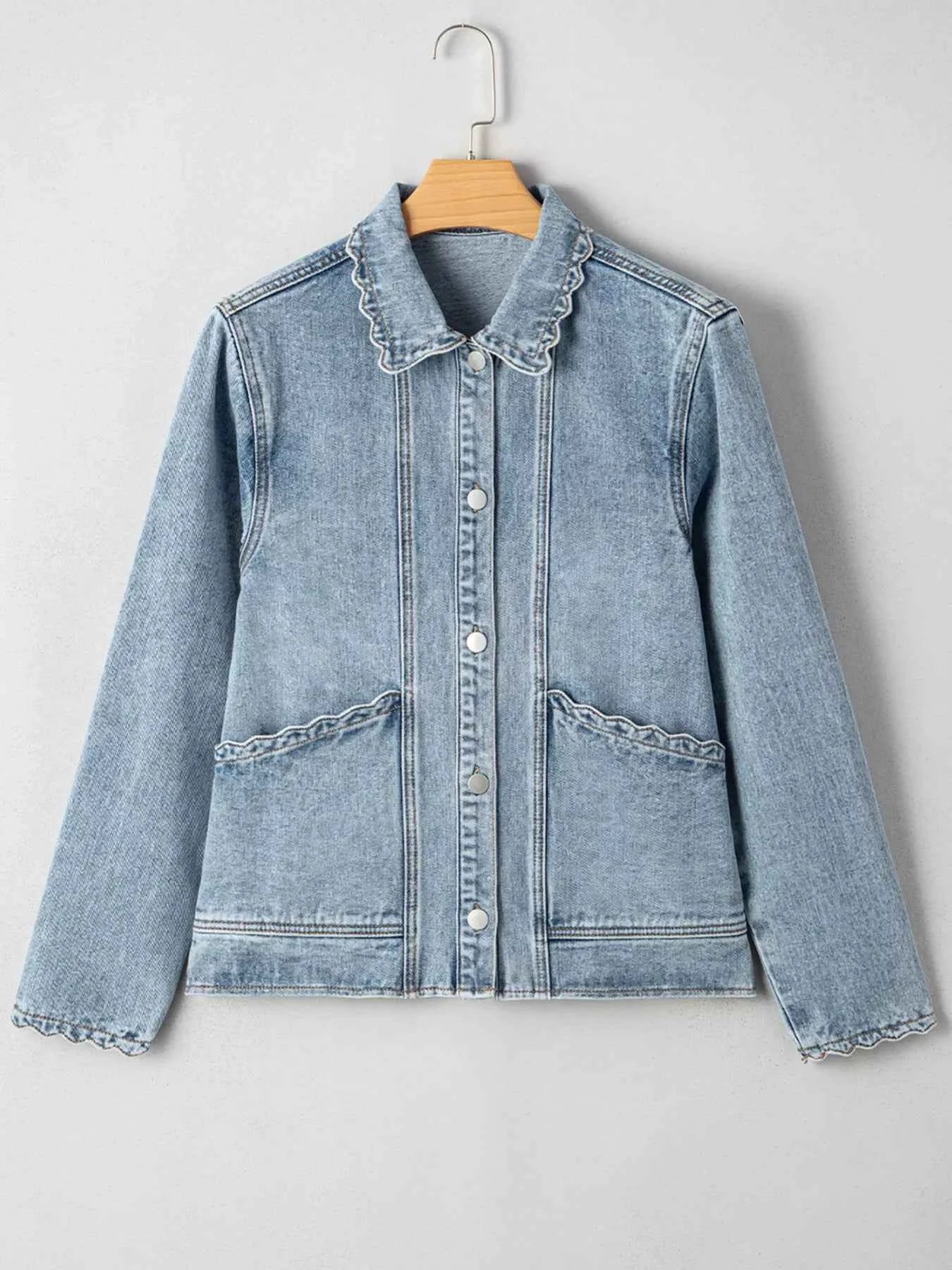 Scallop Trim Collar Patched Pocket Button Up Denim Jacket 5182d16eff004a2eaa96213a0a83f6f8-Max-Origin