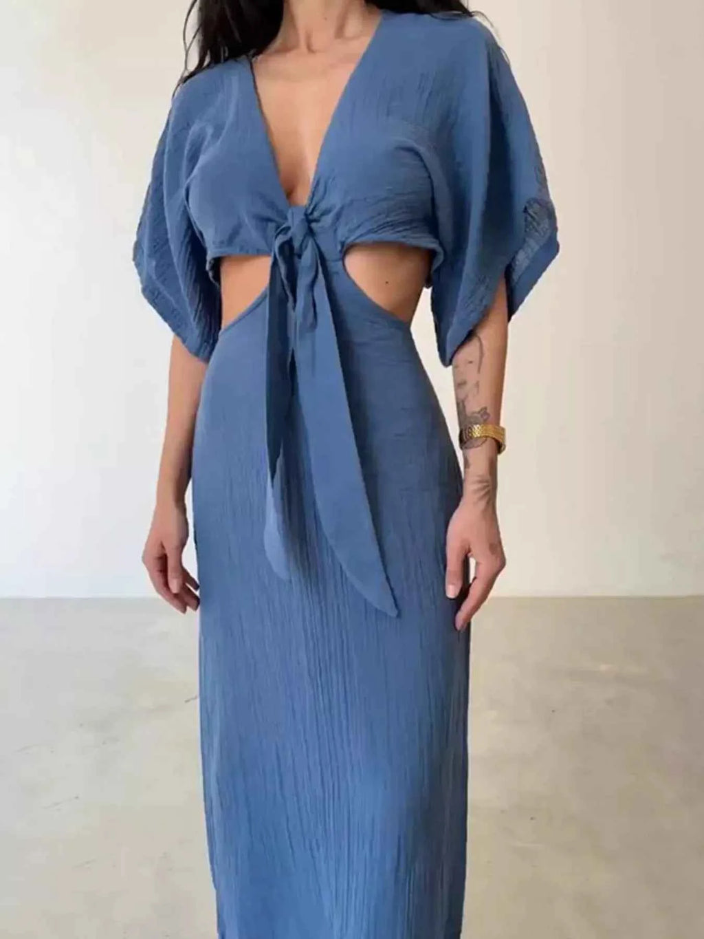 Tie Front Cutout Maxi Dress 5182e4d4e12b4e4ab250ef46d9211a7c-Max-Origin