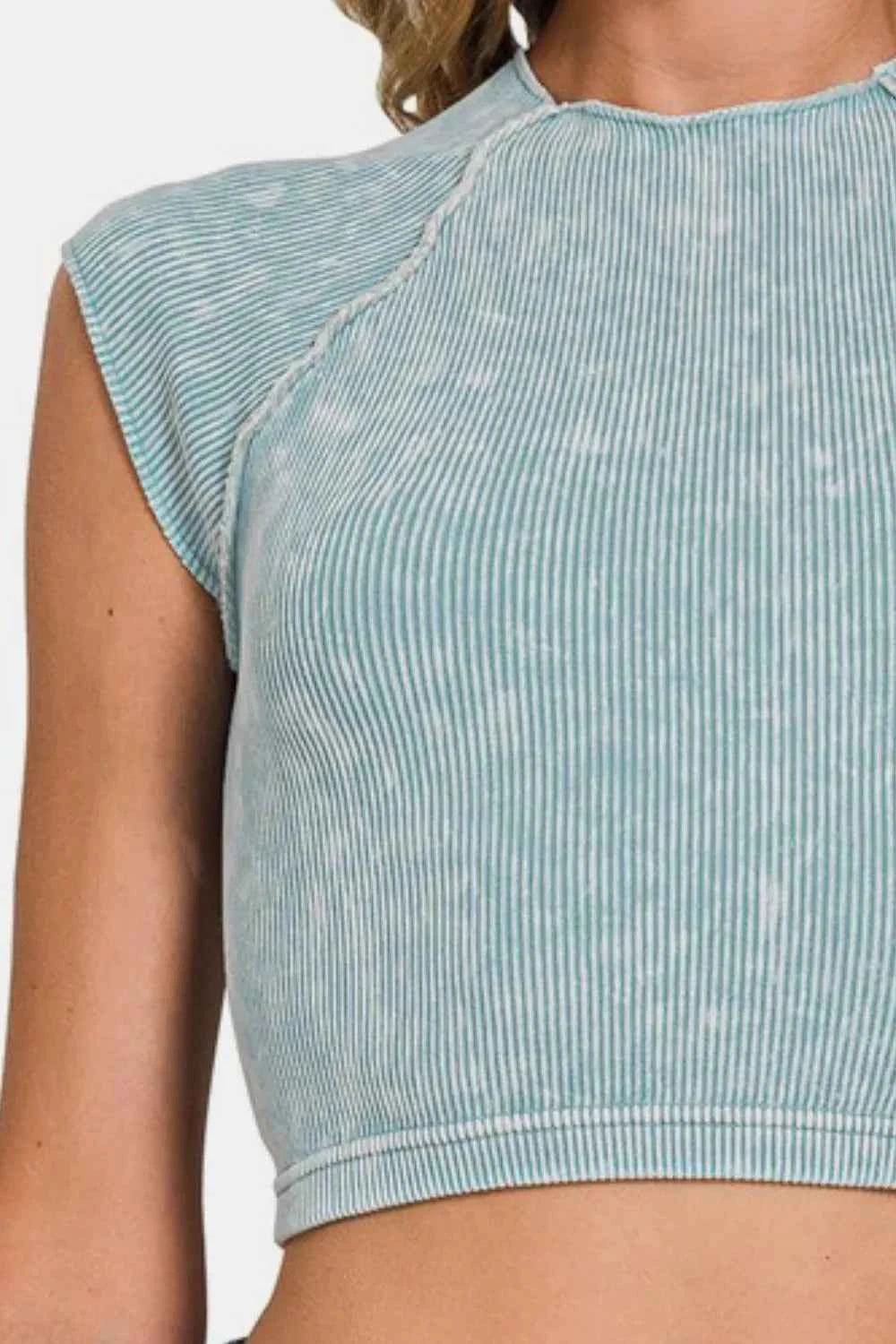 Zenana Ribbed Round Neck Cropped Top 5189c08e-eae2-4981-b918-c1a7eeb832d3-Max