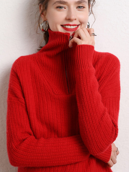 The Sculpted Stand-Collar Zip Knit 518A4DD10F90637E5873F9205FFB2965