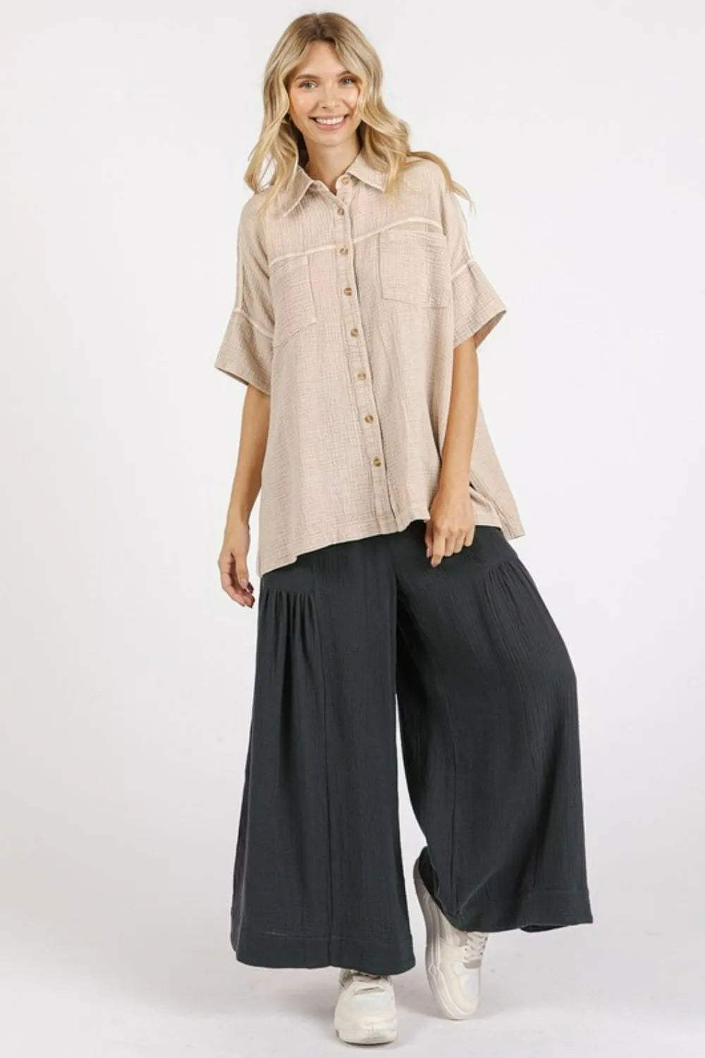 Mittoshop Mineral Wash Gauze Oversized Short Sleeve Shirt 51931181-7587-4812-bca2-ba2dbeb8de74-Max