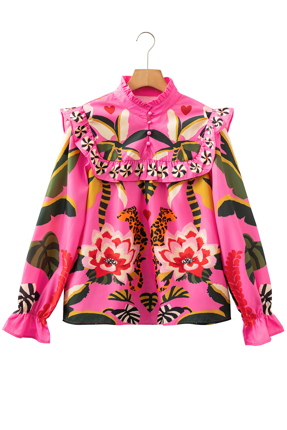 Rose Leopard Print Tropical Ruffle Blouse 51b8af847ad73801