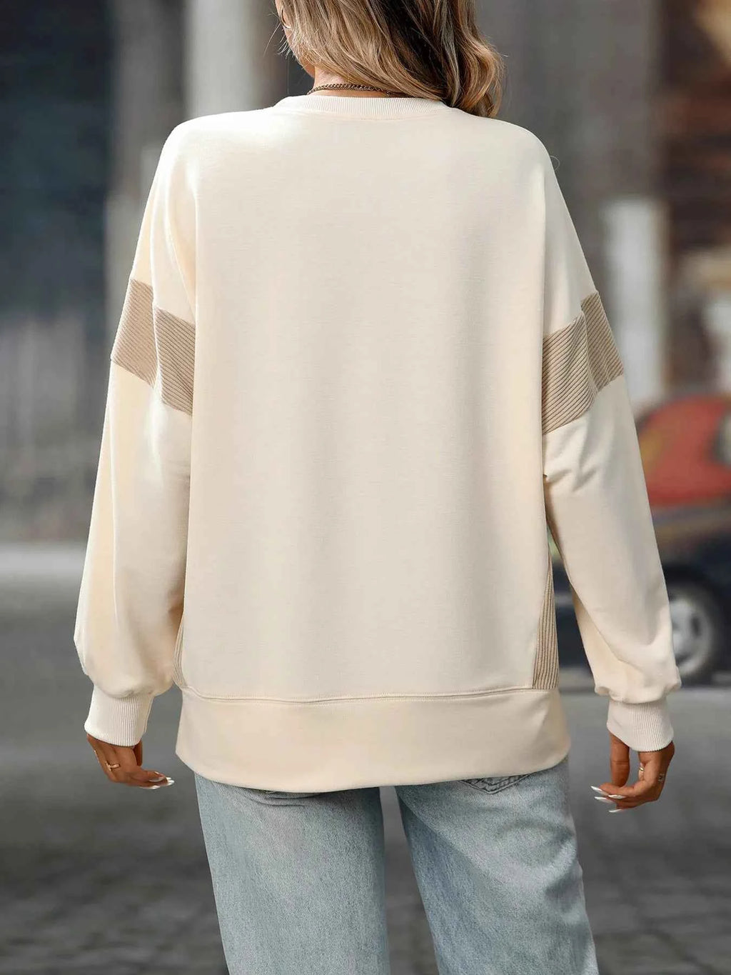 Slit Round Neck Long Sleeve Sweatshirt 51bedbdff67e4c9fb8fd2225b1cd66ff-Max-Origin
