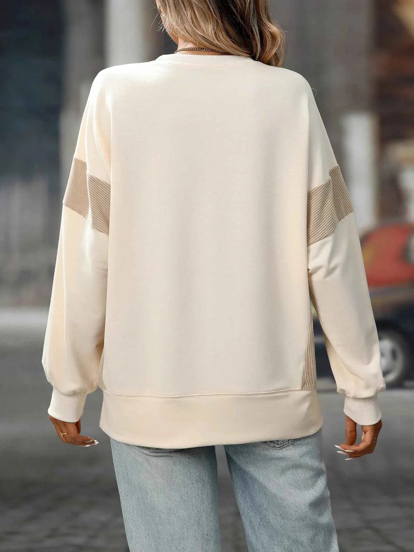 Slit Round Neck Long Sleeve Sweatshirt 51bedbdff67e4c9fb8fd2225b1cd66ff-Max-Origin