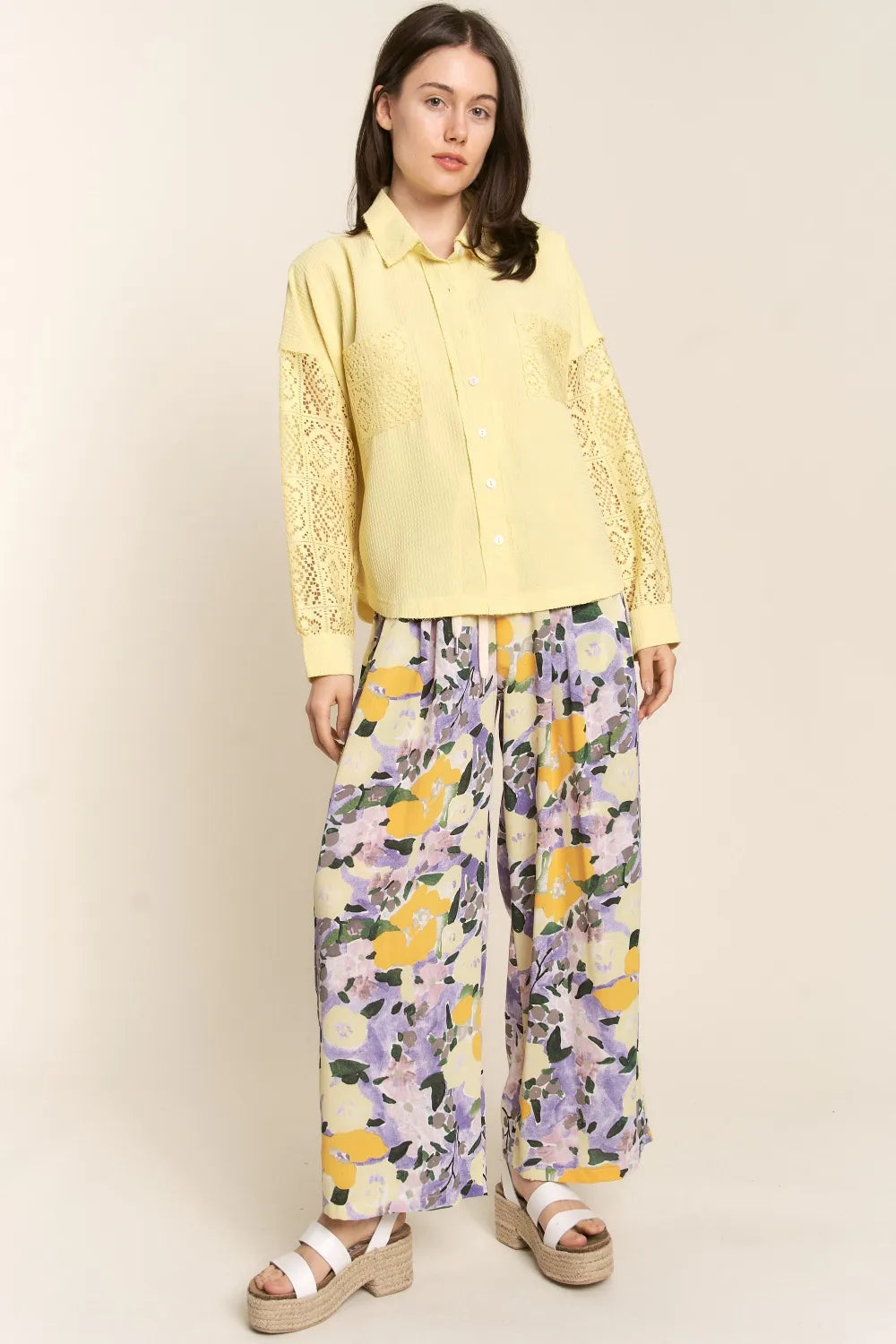 J.NNA Button Down Lace Long Sleeve Waffle Shirt 51c2999c-fd18-4bd4-bf60-0f6a9aac4196-Max