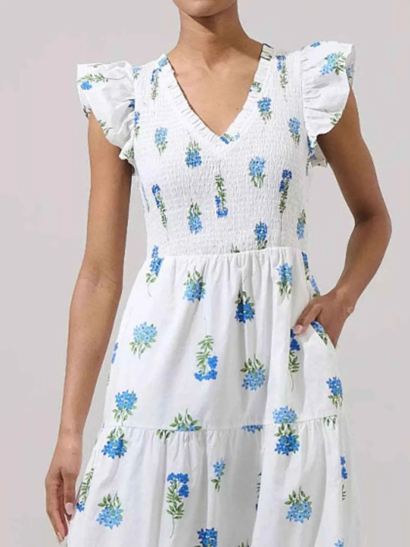 Ruffled V-Neck Tiered Midi Dress 51d51309-70dd-4f8f-be9b-a50ad1b1edcd-Max-Origin