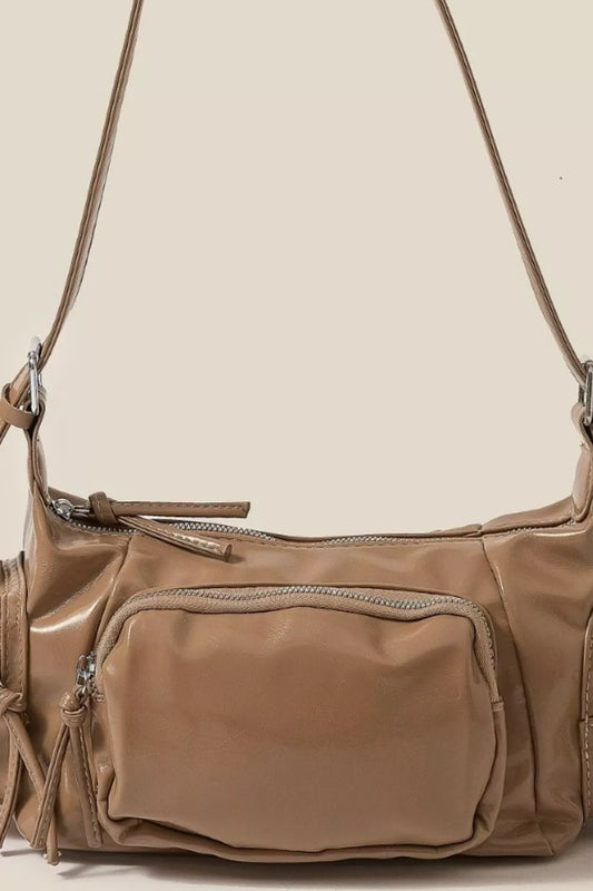 Fame Glossy Faux Leather Multi Pocket Hand Bag 51d58b68-1b3c-4422-b06f-696cbb976354-Max-Origin