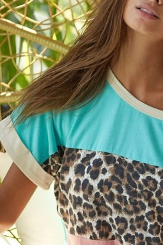 Leopard Printed Jersey Color Block Roll Up Top 51d7f859-9571-4e55-bea4-53753403d238-Max-Origin