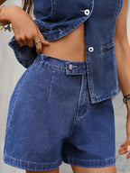 Sleeveless Button-Down Denim Vest & Shorts Set 51db4ce76b9a4a6cb4962231f2eac8ea-Max-Origin