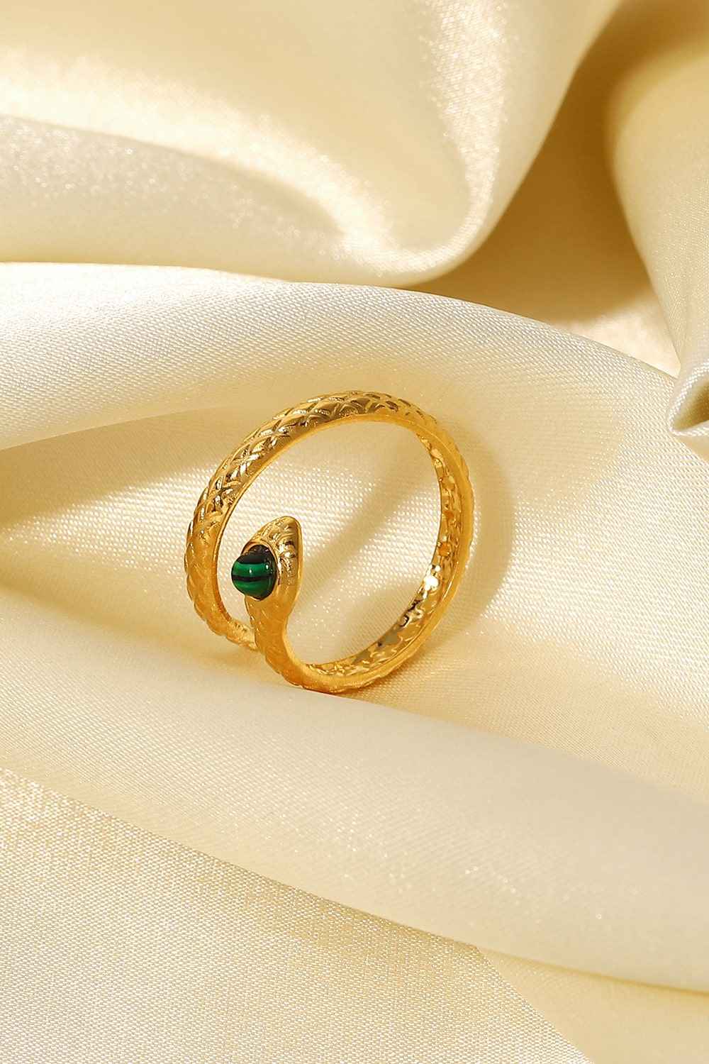 Snake Charmer Malachite Snake-Shaped Bypass Ring 51e02c4d64384d718ed4e5c4f4089adc-Max