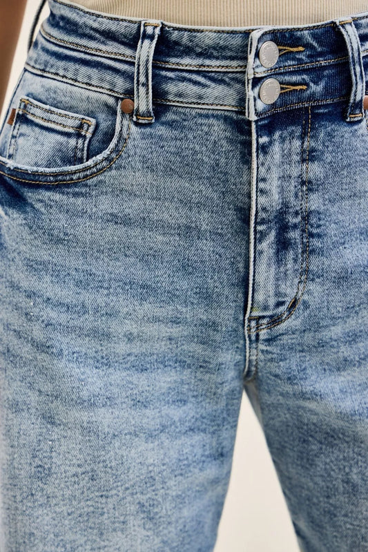 Full Size High Waist Marlow Arc Leg Jeans with Double Waistband Plus Size 51e08c10-90e1-4e4f-8cd9-8f97eb3906df-Max-Origin
