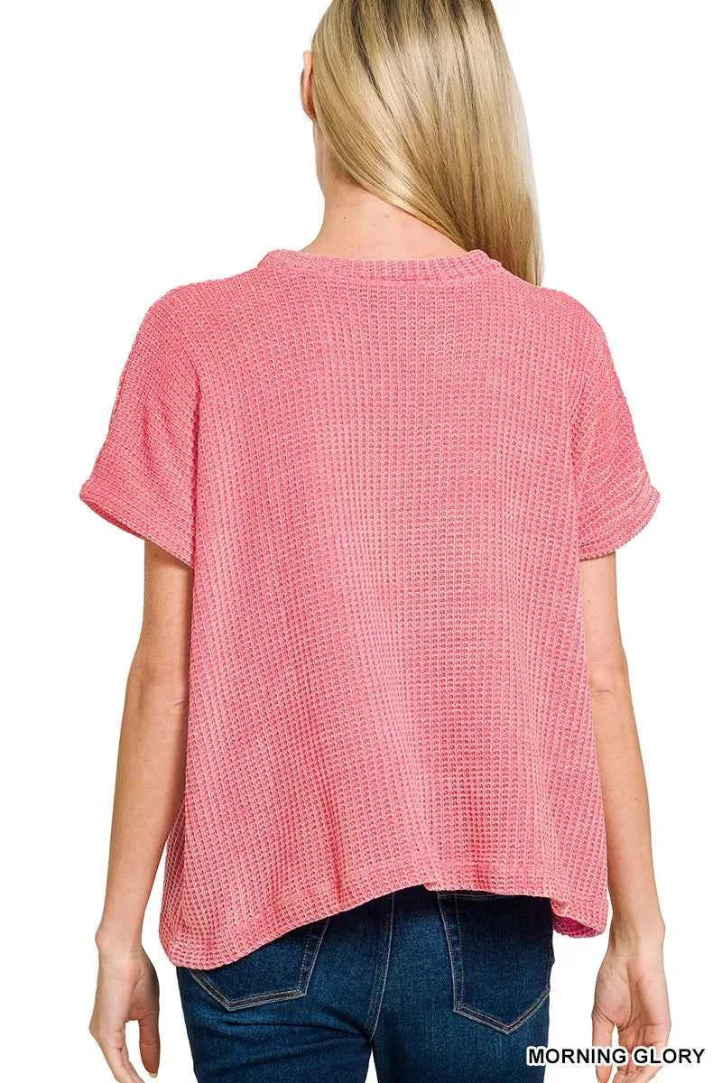 Zenana Chenille Waffle Cap Sleeve Sweater 51e4bc1e-e0ff-4c1b-87a3-f9300bc3981a-Max-Origin