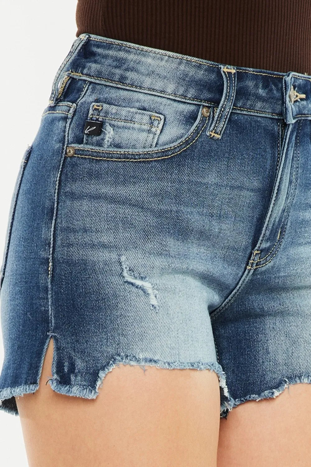 Kancan High Waist Raw Hem Denim Shorts 51e85c0c-fe0b-4692-af62-b8f0c1265546-Max