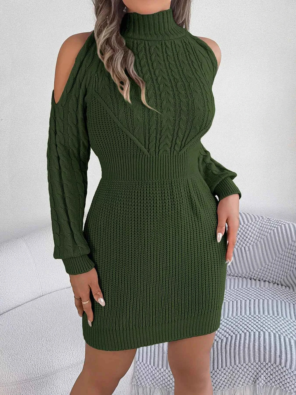 Cold Shoulder Cable Knit Turtleneck Sweater Dress 51f4ab50840c4827933be7a5cfc94289-Max-Origin