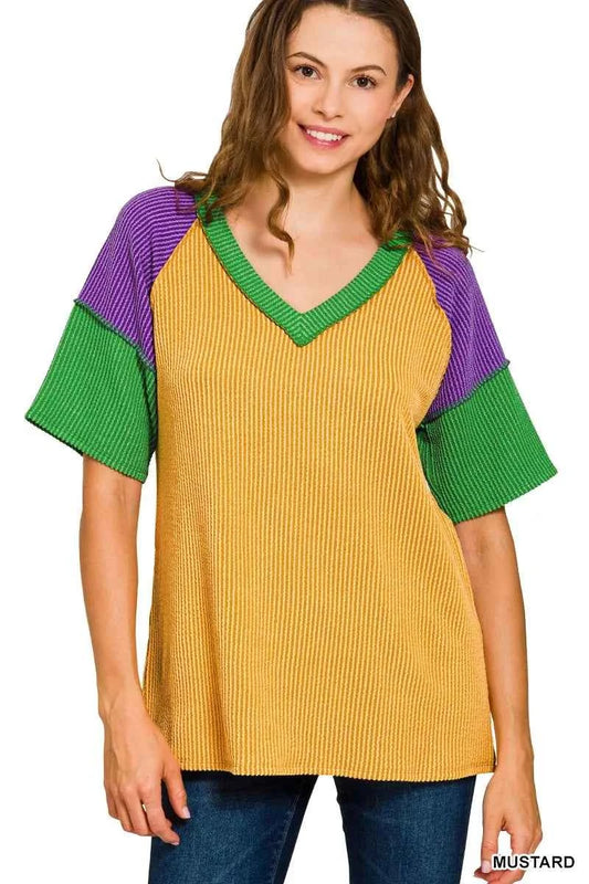 Mardi Gras Raised Rib Color Block Top 51f56d0c5a8b4bb08e7a4d360ace4953-Max-Origin