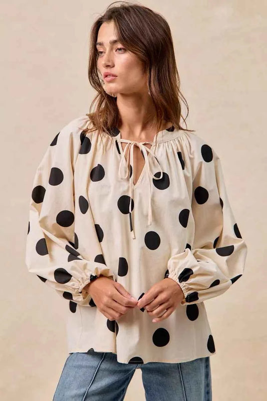 Polka Dot Exaggerated Balloon Sleeves Blouse 51f5ccd3b16b4bb29ff99497ab9a5ce4-Max-Origin