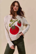 SO ME Vegetable Round Neck Long Sleeve Sweater CREAM MULTI 51facf15ce5944c0a791279e941fd3f1-Max-Origin