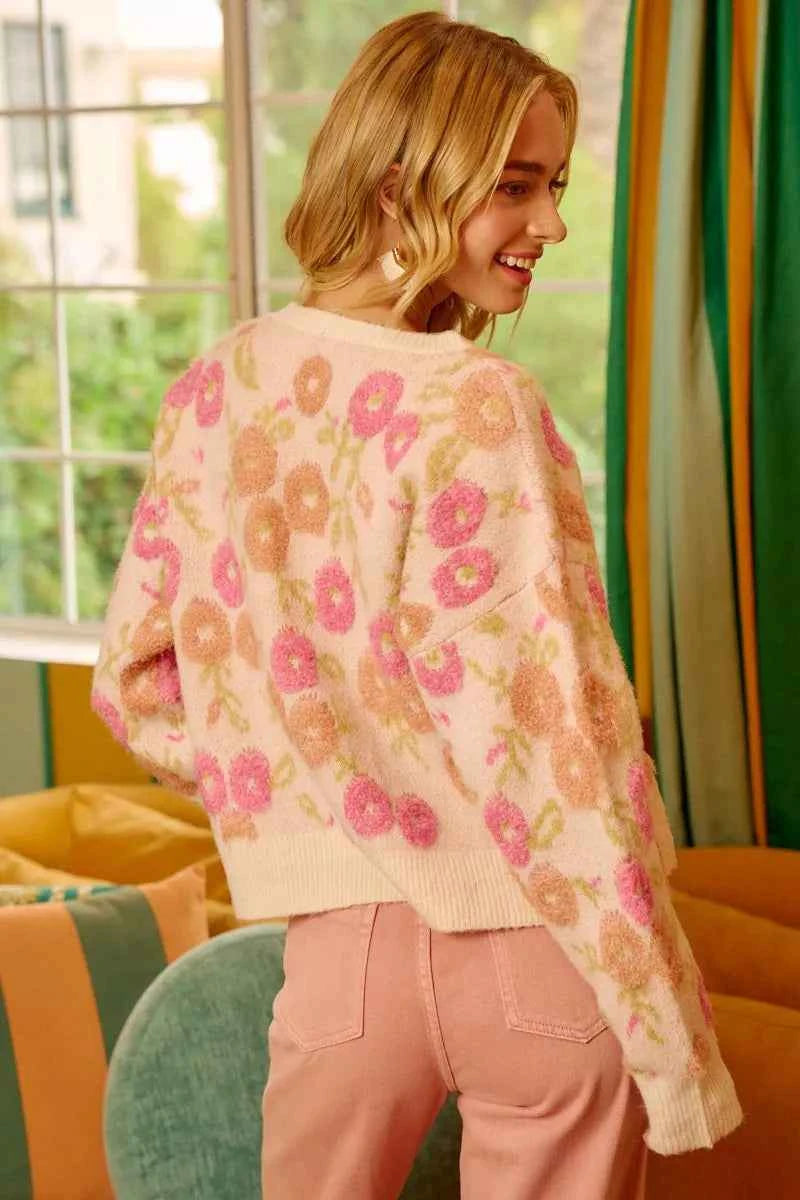 BiBi Towel Texture Floral Pattern Sweater 5201b358b02c4df187d72963b44c1a40-Max-Origin