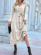 Ruffled Hem V-Neck Balloon Sleeve Dress 521055cb-8bd3-47a1-ba75-b86e408a4a92-Max-Origin