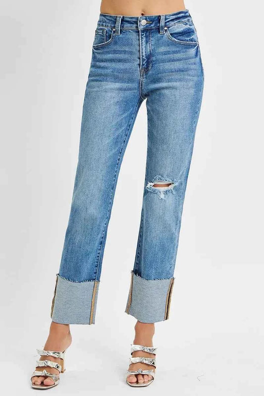RISEN Full Size High Rise Ankle Straight Wide Cuffed Jeans Plus Size 5217572390bf448798af8da1beb6b77e-Max-Origin